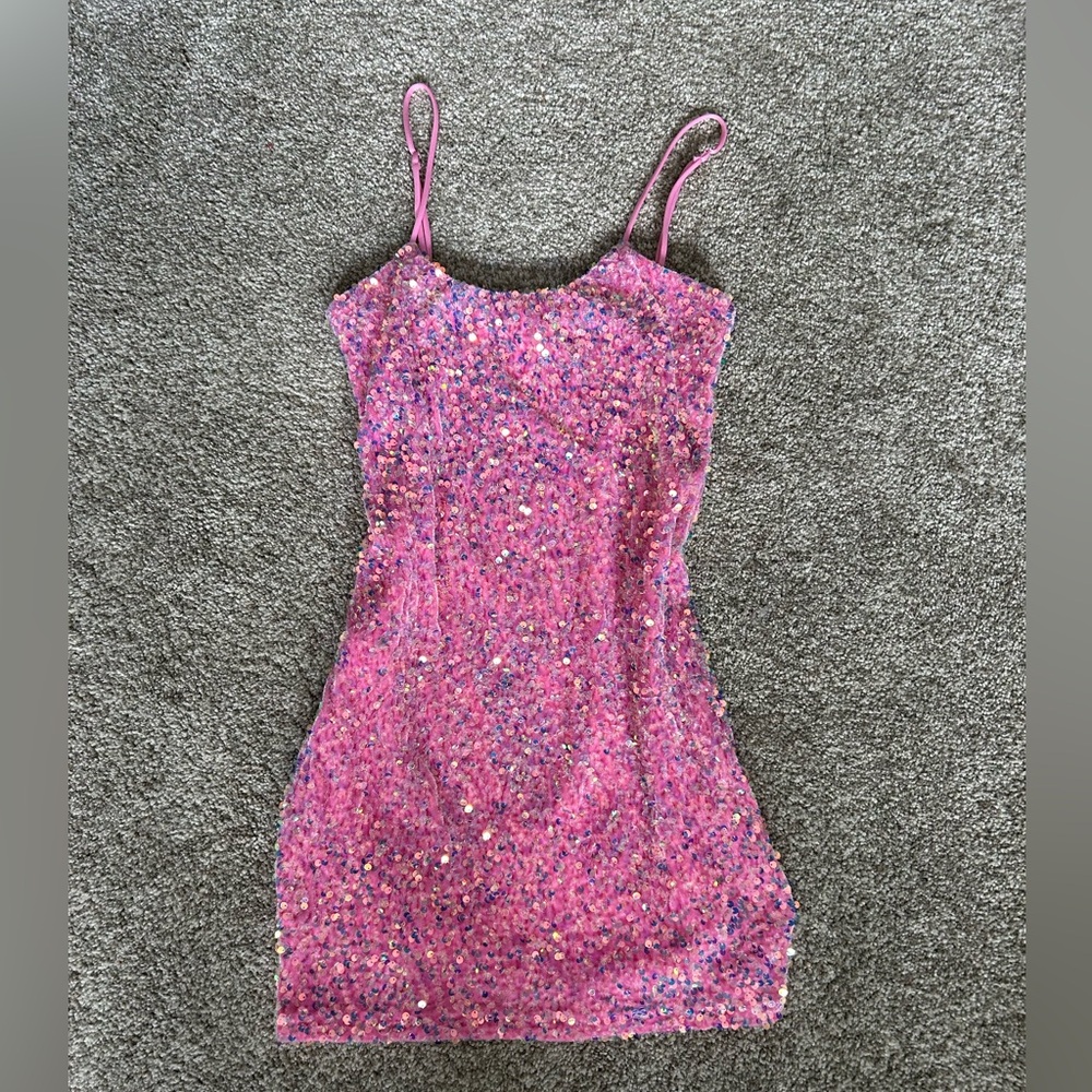 Pink Sequin Body Con Dress Lucy in the Sky